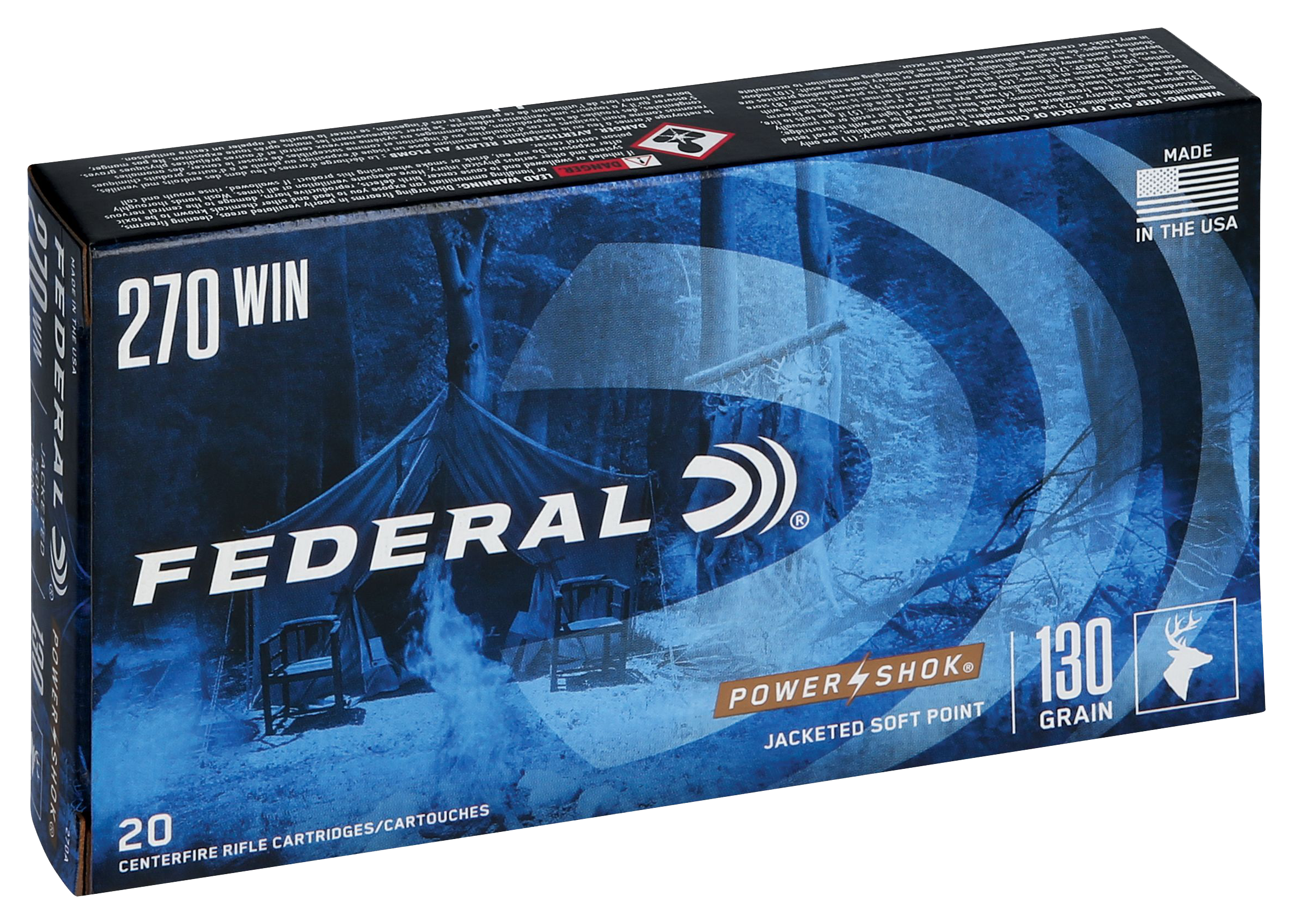 Federal Premium Power-Shok .270 Winchester 130 Grain Jacketed Soft ...